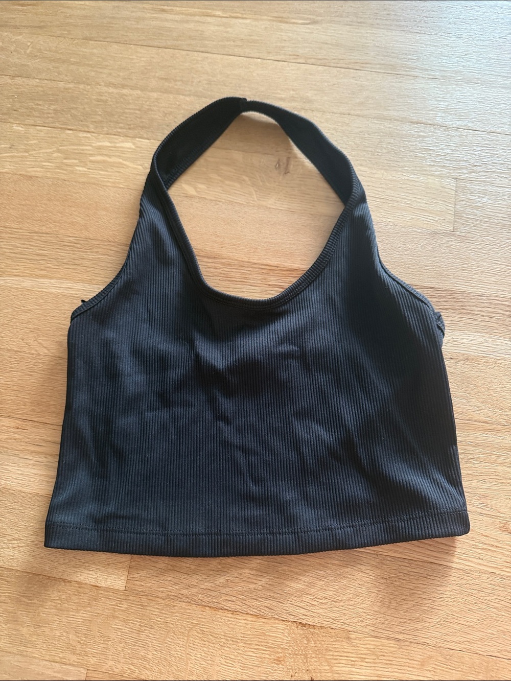 Ribbed Black Halter Top